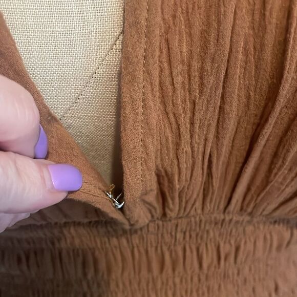 NWOT Lush Twany Peasant Short Sleeve Shirt Blouse Bohemian Size S - Picture 3 of 9